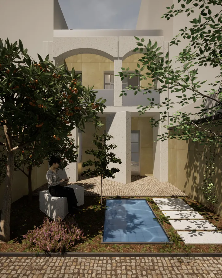 Hayedeh Changizian House-Museum — View from the Courtyard toward the Building