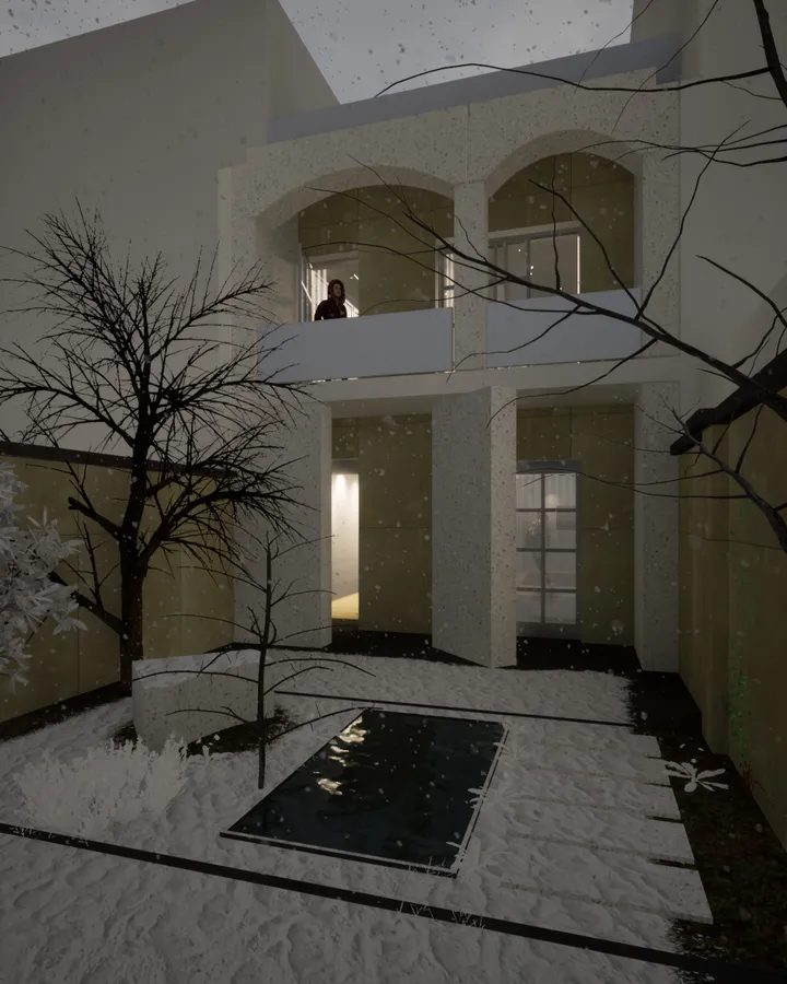 Hayedeh Changizian House-Museum — Courtyard View in Winter