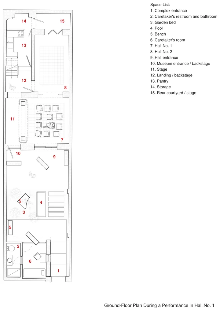 Hayedeh Changizian House-Museum — Ground-Floor Plan During a Performance in Hall No. 1