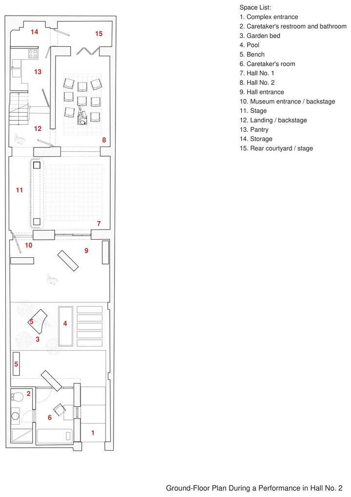 Hayedeh Changizian House-Museum — Ground-Floor Plan During a Performance in Hall No. 2
