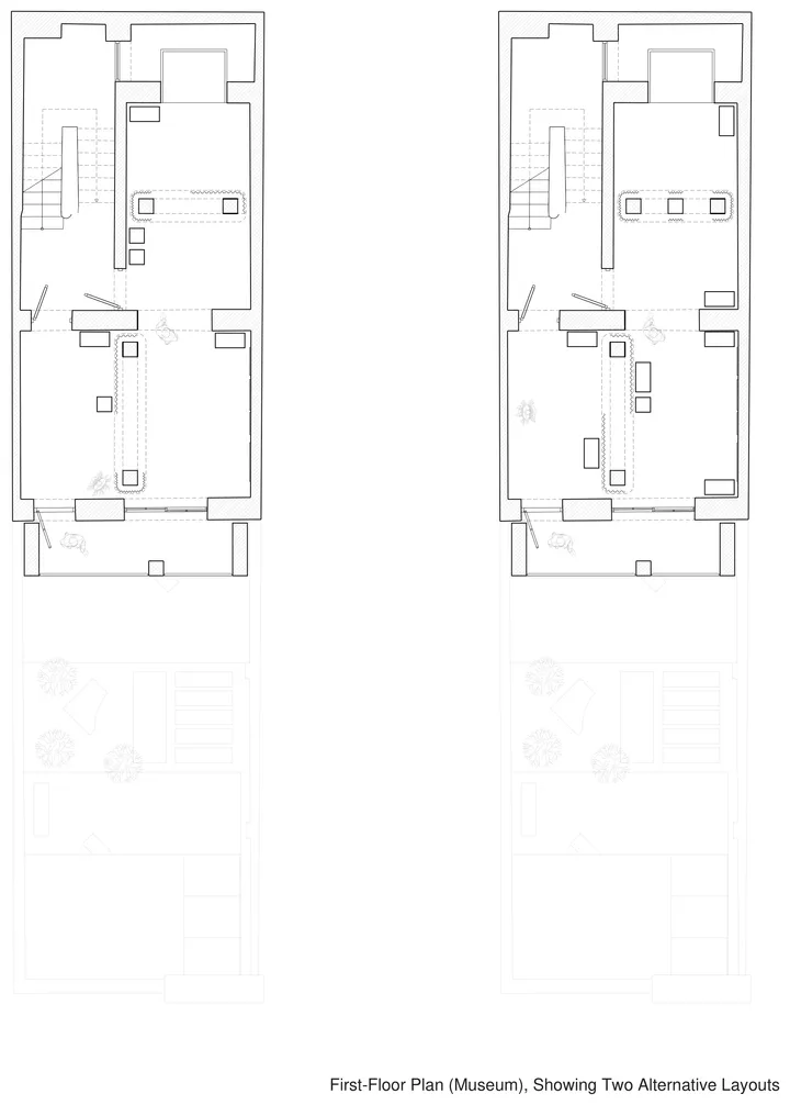 Hayedeh Changizian House-Museum — First-Floor Plan (Museum), Showing Two Alternative Layouts